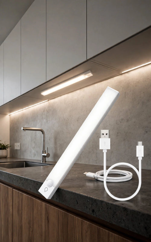 Barra de luz LED inalámbrica con sensor de movimiento, recargable y magnética.