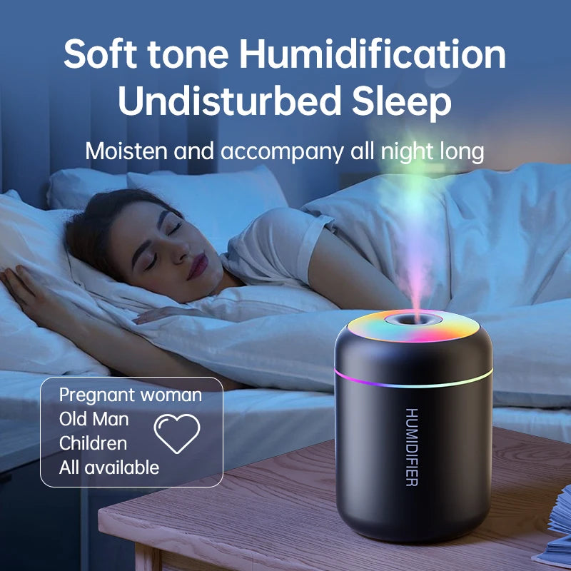 Humificador Mini USB 180ml con Aromaterapia y Apagado Automático