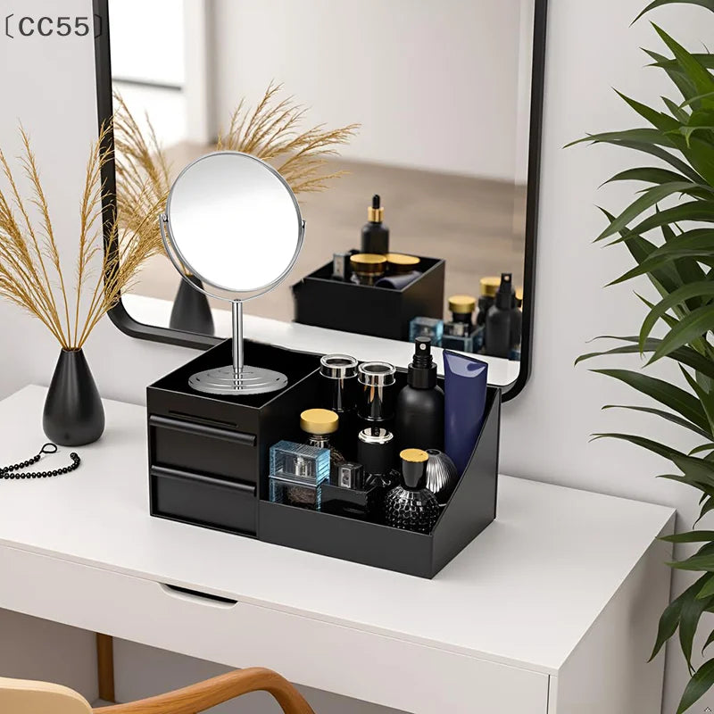 Organizador de colonias y perfumes para hombre con cajones.
