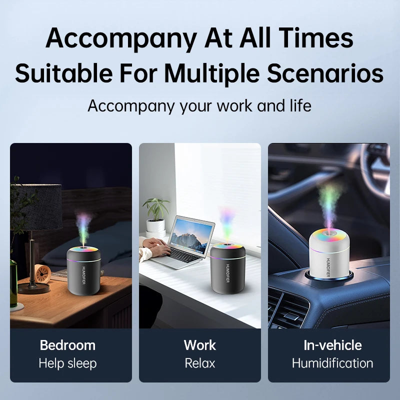Humificador Mini USB 180ml con Aromaterapia y Apagado Automático