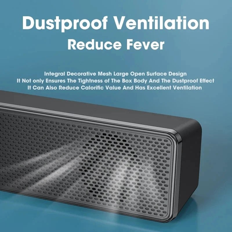 Barra de sonido portátil e inalámbrica con conectividad Bluetooth y por cable.