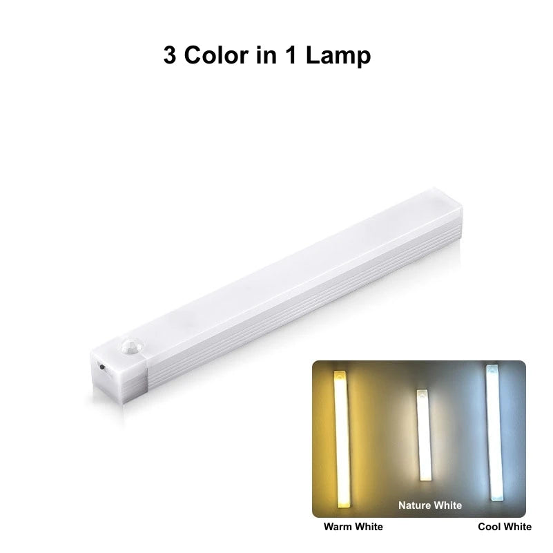 Barra de luz LED inalámbrica con sensor de movimiento, recargable y magnética.