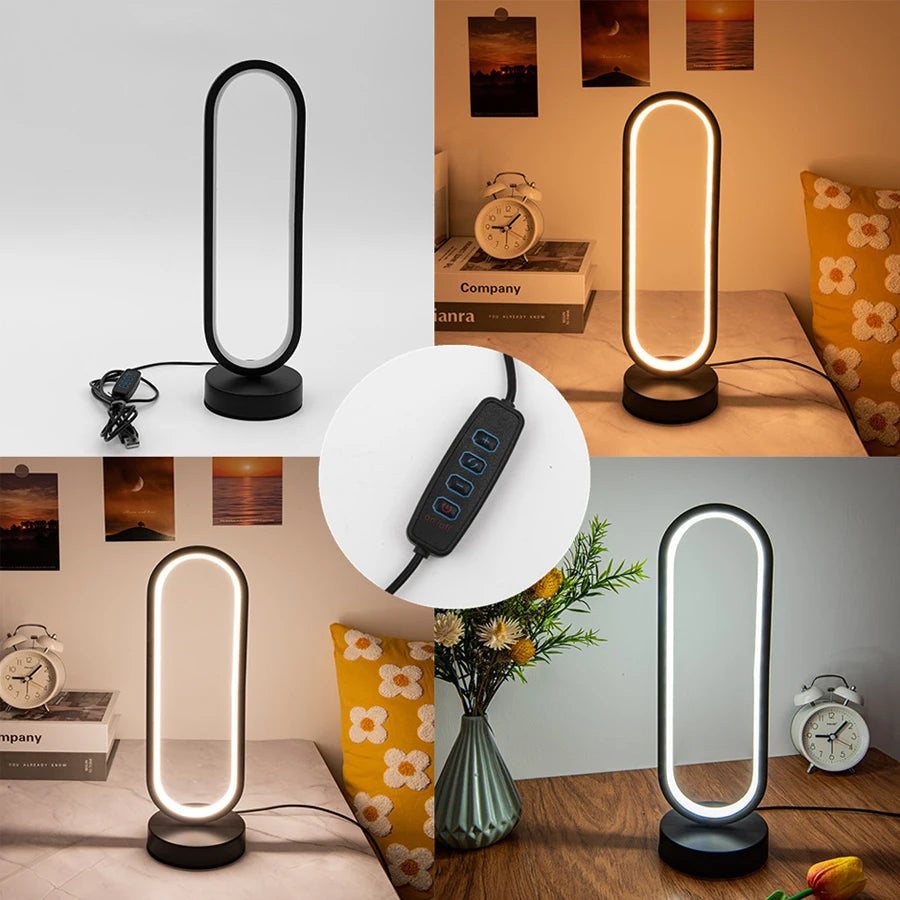 Lámpara de mesa LED en espiral regulable para lectura, dormitorio u oficina.