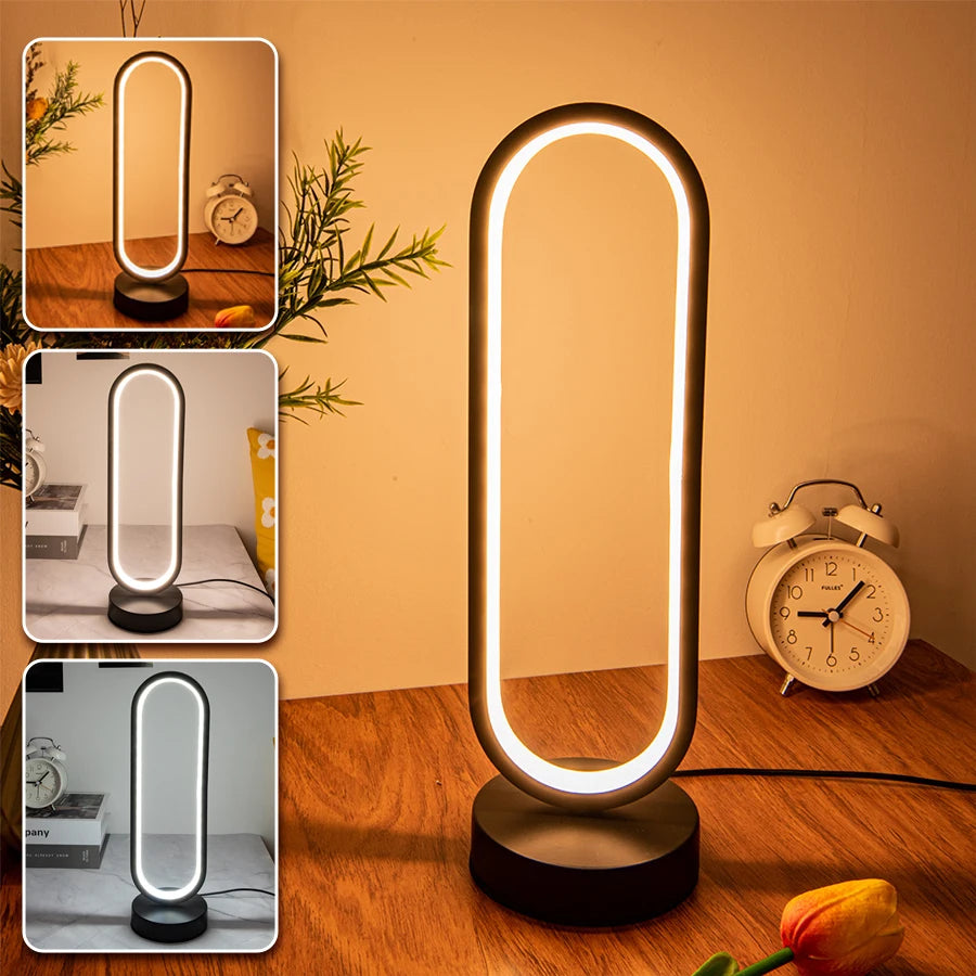 Lámpara de mesa LED en espiral regulable para lectura, dormitorio u oficina.